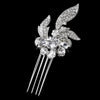 Antique Silver Clear Rhinestone Flower Bridal Wedding Hair Comb 764