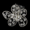 Antique Silver Clear Swarovski Crystal Bead & Rhinestone Floral Bridal Wedding Hair Comb 765