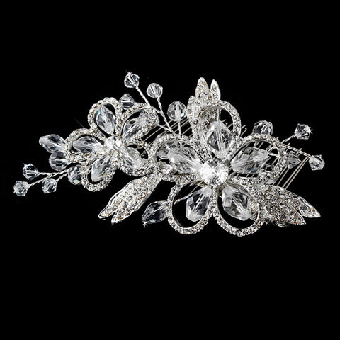 Swarovski Crystal Bridal Wedding Side Bridal Wedding Hair Comb 7811 Silver