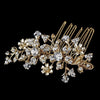 Gold Floral Swarovski Crystal Bridal Wedding Hair Comb 8005