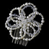 * Elegant Rhinestone & Pearl Floral Bridal Wedding Hair Comb 8128