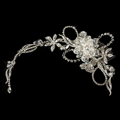 Silver Swarovski Bridal Wedding Hair Comb 8148