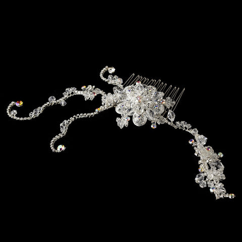 * Silver Plated Swarovski Bridal Wedding Hair Comb 8149