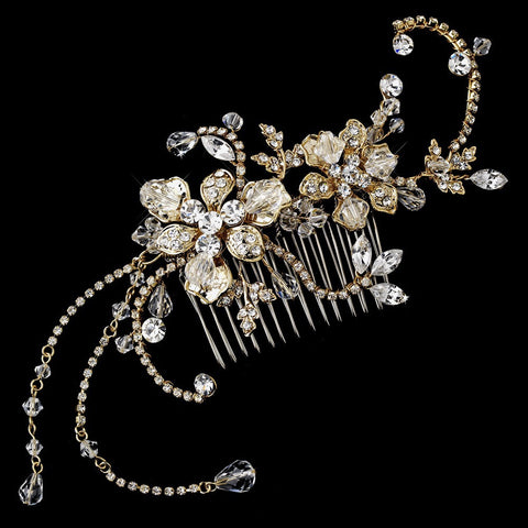 Gold Headpiece Bridal Wedding Hair Comb 8153