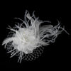 Feather Fascinator with Russian Bridal Wedding Veiling Accent Bridal Wedding Hair Comb 8211