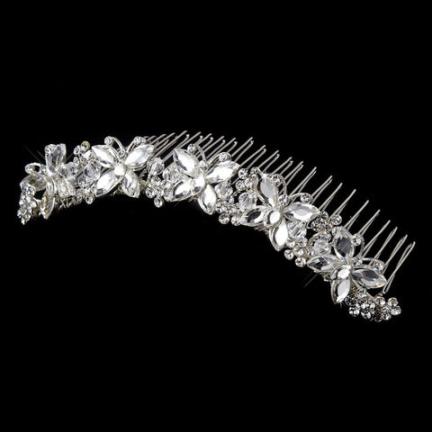 Silver Swarovski Butterfly Bridal Wedding Hair Comb 8256