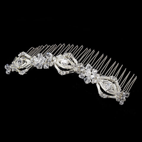 * Magnificent Silver Bridal Wedding Hair Comb w/ Rhinestones & Swarovski Crystals 8272