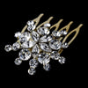 Ravishing Gold Starburst Bridal Wedding Hair Comb w/ Clear Rhinestones 8285