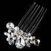 Couture Silver Clear Rhinestone & White Pearl Clustered Bridal Wedding Hair Comb 8398