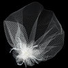 Russian Tulle & Feather Fascinator & Birdcage Bridal Wedding Veil on Bridal Wedding Hair Comb in White or Ivory 8399