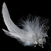 * Feather Tail Bridal Wedding Hair Comb with Floral Rhinestone Accent - Bridal Wedding Hair Comb 8403 White or Ivory