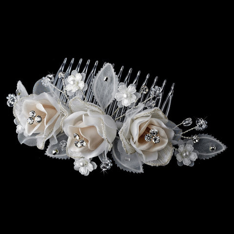 Chic Ivory Rum Rose Bridal Wedding Hair Comb 8418