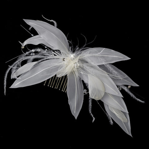 * Feather Fascinator Bridal Wedding Hair Comb 8840