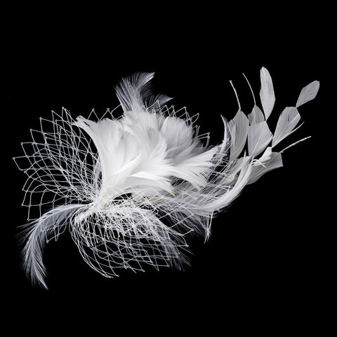 Ravishing Ivory Feather Bridal Wedding Hair Comb 8985
