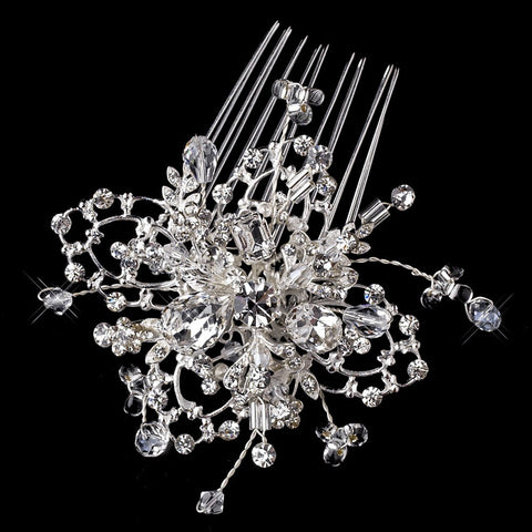 * Silver Clear Bridal Wedding Hair Comb 907