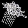 * Silver Clear Crystal and Rhinestone Flower Accenting Bridal Wedding Hair Comb 922