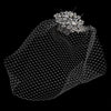 Cage Bridal Wedding Veil on Antique Silver Rhodium Multi Cut Crystal Side Bridal Wedding Hair Comb 933