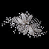 Antique Silver Crystal Flower Bridal Wedding Hair Comb 935