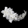 Silver Ivory Pearl, Rhinestone & Bugle Bead Accent Bridal Wedding Hair Comb 9647