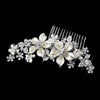 Silver Clear Rhinestone Leaf Floral Flower Bridal Wedding Hair Comb 9652