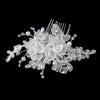 Swarovski Crystal Bead & Diamond White Pearl Fabric Flower Bridal Wedding Hair Comb 9726