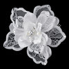 Freshwater Pearl, Swarovski Crystal Bead & Rhinestone Diamond White Matte Satin Mesh Fabric Flower Bridal Wedding Hair Comb 9727
