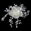 Silver Diamond White Pearl, Swarovski Crystal, Rhinestone & Sequin Flower Bridal Wedding Hair Comb 9730