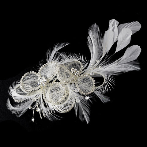 Vintage Flower Bridal Wedding Hair Comb w/ Clear Rhinestones 9796