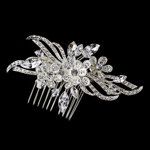 Wonderful Silver Clear Crystal Bridal Wedding Hair Comb 9843