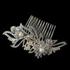 Light Gold Ivory Pearl & Rhinestone Flower Bridal Wedding Hair Comb 9876