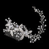 Silver Clear Rhinestone & Crystal Leaf Vine Bridal Wedding Hair Comb 9928