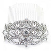 Rhodium Silver Clear Vintage Rhinestone Bridal Wedding Hair Comb 9936