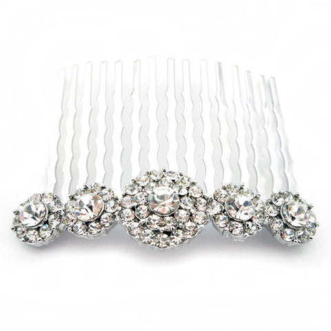 Rhodium Silver Clear Rhinestone Vintage Bridal Wedding Hair Comb 9948