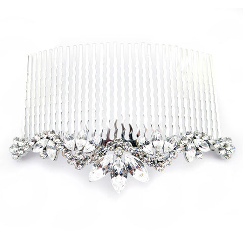 Rhodium Silver Vintage Bridal Wedding Hair Comb 9959