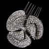 * Divine Antique Silver Flower Bridal Wedding Hair Comb w/ Clear Rhinestones & Swarovski Crystals 9996