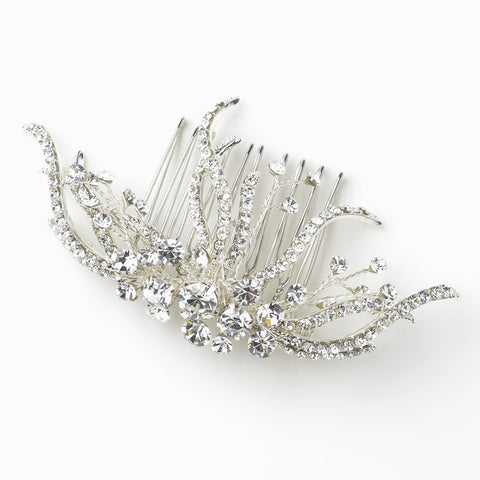 Silver Clear Vine Rhinestone Bridal Wedding Hair Comb