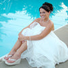 Breeze ~ High Wedge Bridal Wedding Flip Flops with Sequins & Crystals