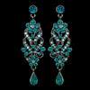 Antique Silver Turquoise Dangle Bridal Wedding Earrings E 1027
