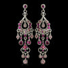 Antique Silver Pink AB Crystal Chandelier Bridal Wedding Earrings 1028