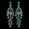 Antique Silver Turquoise AB Crystal Chandelier Bridal Wedding Earrings 1028