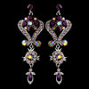 Silver Amethyst Purple Chandeleir Crystal Bridal Wedding Earrings 1031