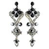 Silver Black Multi Crystal Chandelier Earring Set 1031