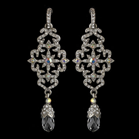 Silver Clear w/ AB Accent Bridal Wedding Earrings 1046