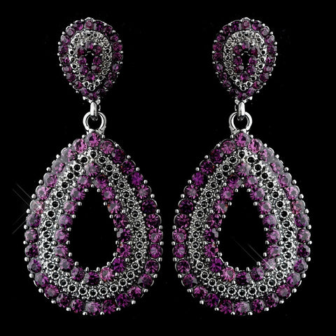 Antique Silver Amethyst Bridal Wedding Earrings 1056