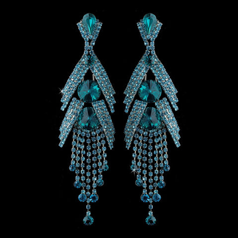 Silver Teal Blue Earring Set 1059