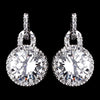 Round CZ Crystal Brass Silver Stud Bridal Wedding Earrings 1304