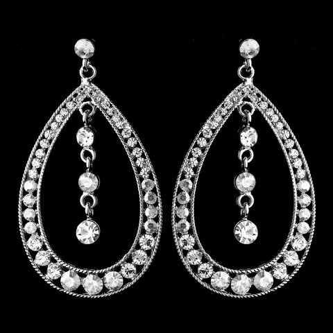 Silver Clear Hoop Dangle Bridal Wedding Earrings 1331