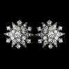 Dazzling Antique Silver Starburst Bridal Wedding Hair Clip-On Bridal Wedding Earrings w/ Clear Crystals 1332