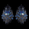 Hematite Navy Blue AB Mix Clip On Bridal Wedding Earrings 1334