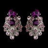 Silver Amethyst Rhinestone Bridal Wedding Clip On Earring E 1334